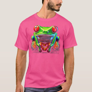 T-shirt Grenouille à arbre rouge du corps vert Amphibian