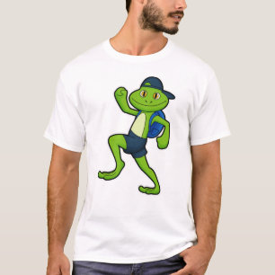 T-shirt Grenouille à la course avec sac à dos et Casquette