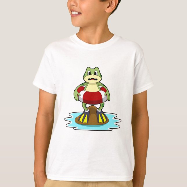 T-shirt Grenouille à la natation avec anneau de natation (Devant)