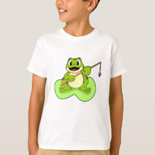 T-shirt Grenouille à la pêche avec canne à pêche