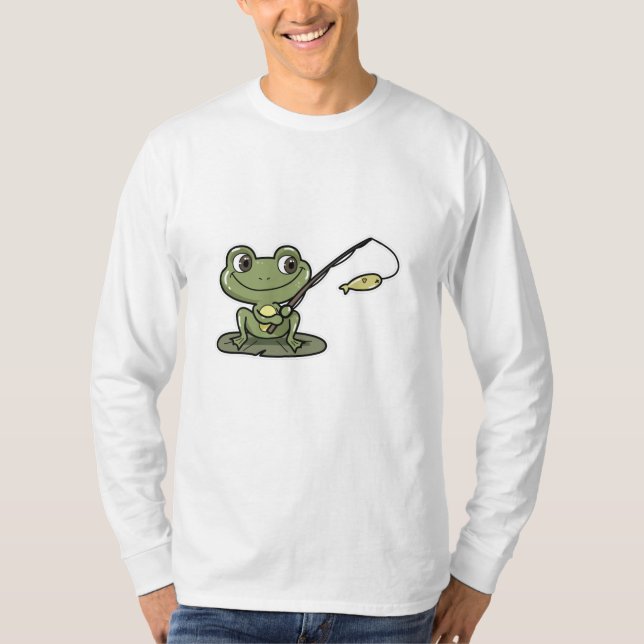 T-shirt Grenouille à la pêche avec canne à pêche (Devant)