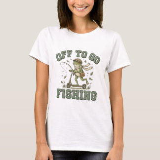 T-shirt Grenouille à scooter pour aller pêcher drôle vinta