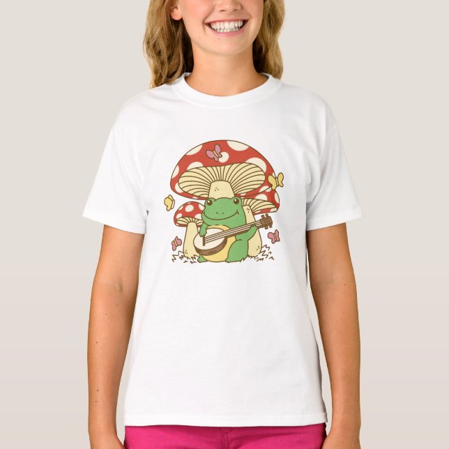 T-shirt Grenouille adorable Jouer Banjo (Devant)