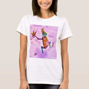 T-shirt Grenouille arc-en-ciel sur la neige couleur orchid