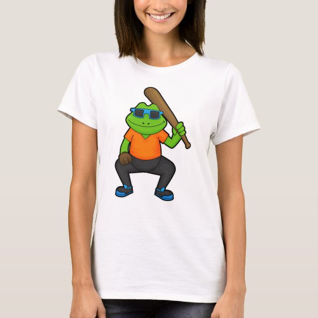 T-shirt Grenouille au baseball avec batte de baseball et l (Devant)