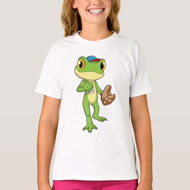T-shirt Grenouille au baseball avec gant de baseball (Devant)