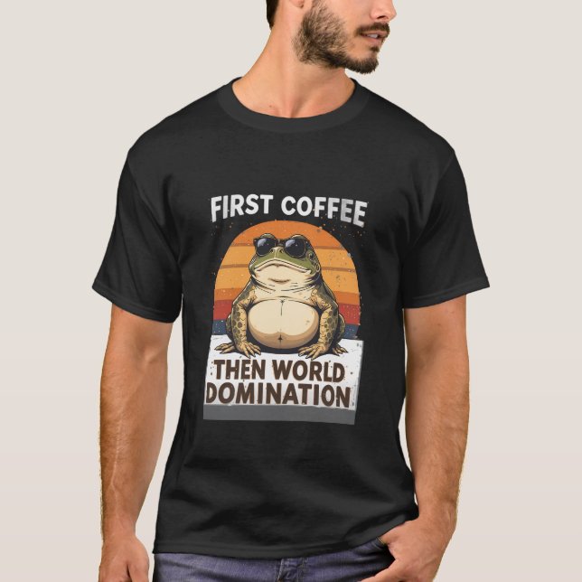 T-shirt Grenouille au café (Devant)