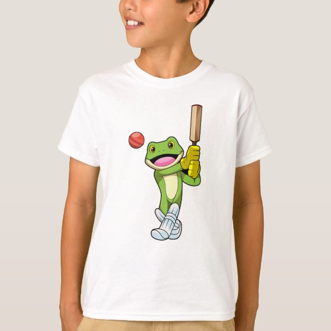 T-shirt Grenouille au cricket avec chauve-souris de cricke (Devant)