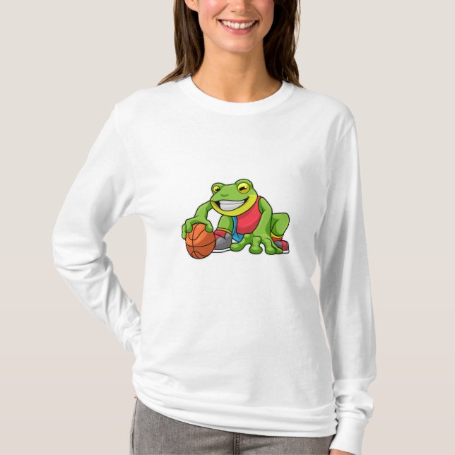 T-shirt Grenouille aux sports avec basket-ball (Devant)