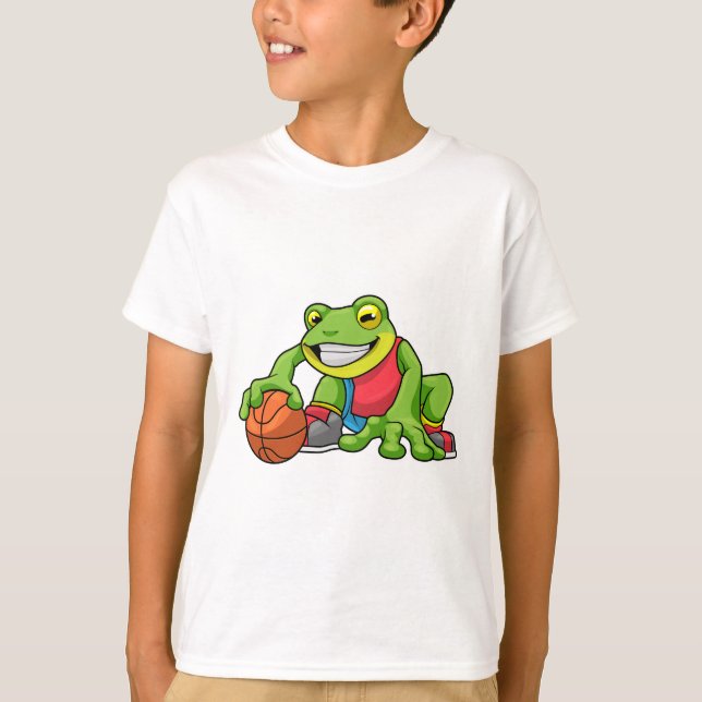 T-shirt Grenouille aux sports avec basket-ball (Devant)