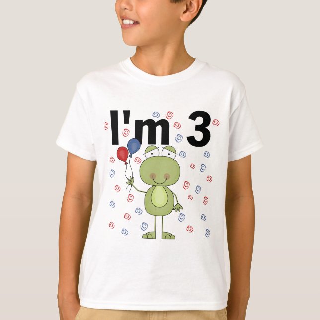 T-shirt Grenouille avec ballons 3e anniversaire (Devant)
