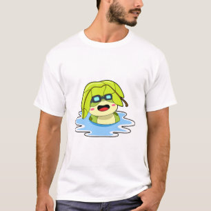 T-shirt Grenouille avec feuille à la natation