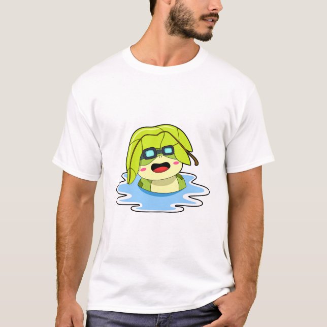 T-shirt Grenouille avec feuille à la natation (Devant)