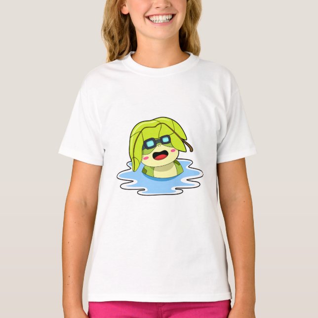 T-shirt Grenouille avec feuille à la natation (Devant)