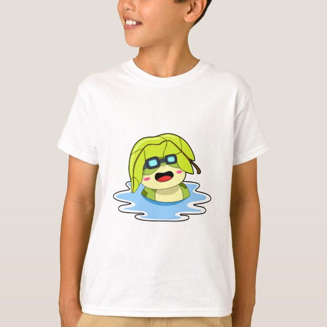 T-shirt Grenouille avec feuille à la natation (Devant)
