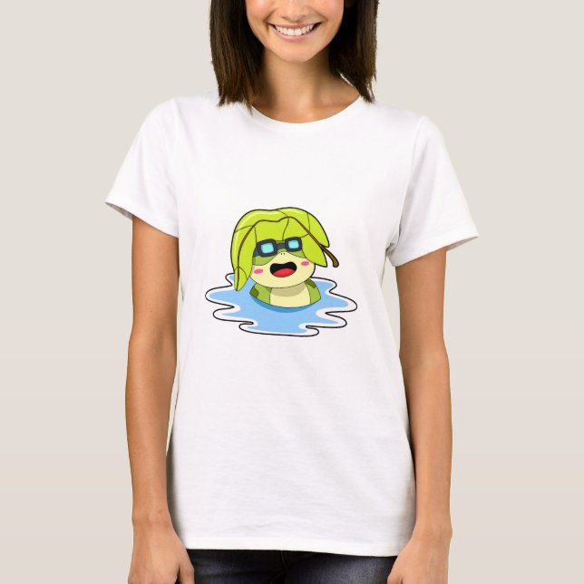T-shirt Grenouille avec feuille à la natation (Devant)