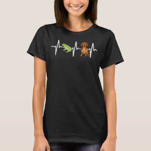 T-shirt Grenouille Brown Dachshund Heartbeat Chien