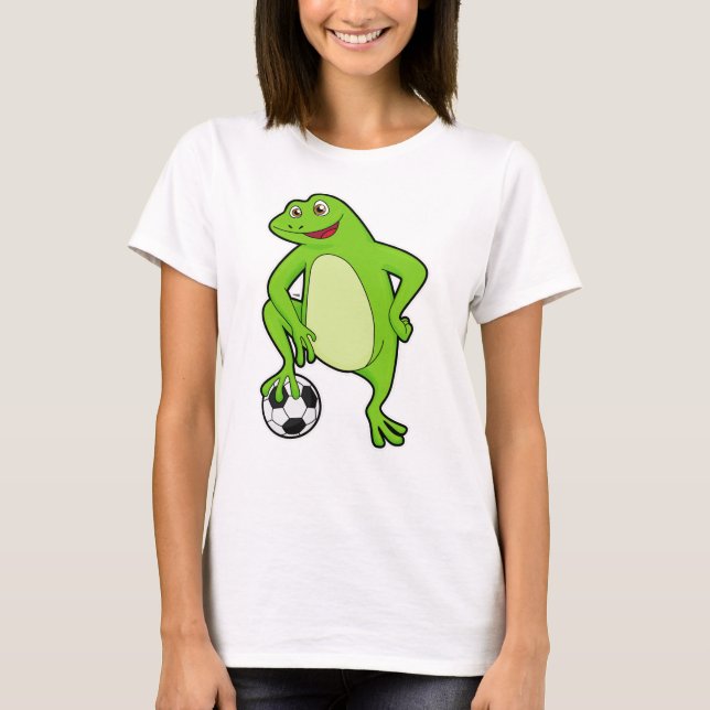 T-shirt Grenouille comme joueur de football avec balle de  (Devant)