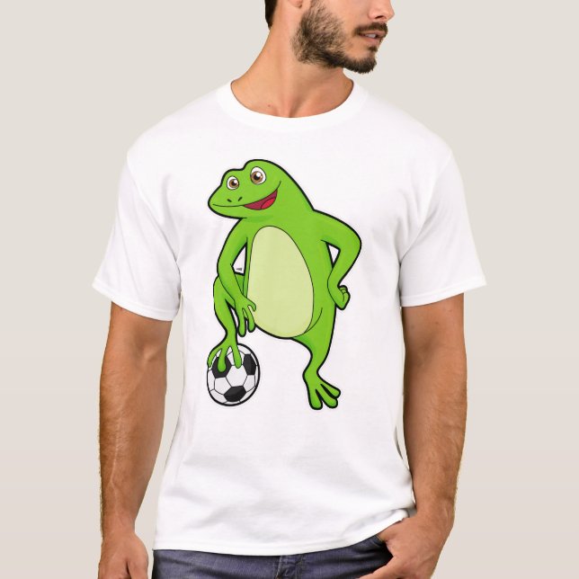 T-shirt Grenouille comme joueur de football avec balle de  (Devant)