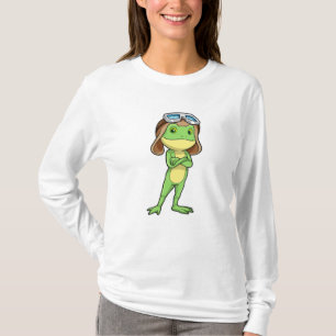 T-shirt Grenouille comme pilote avec Casquette et lunettes
