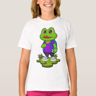 T-shirt Grenouille comme randonneur avec sac à dos