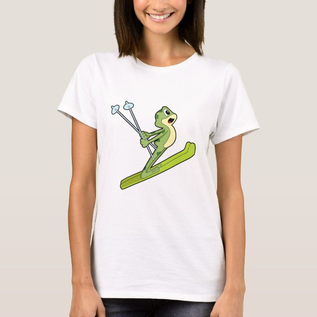 T-shirt Grenouille comme sauteur de ski avec Ski.PNG (Devant)