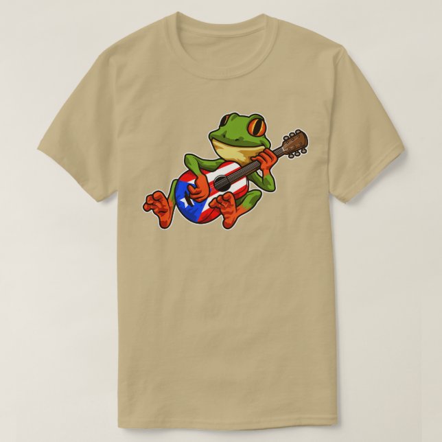 T-shirt Grenouille Coqui Jouer Guitare Boricua Animal (Design devant)