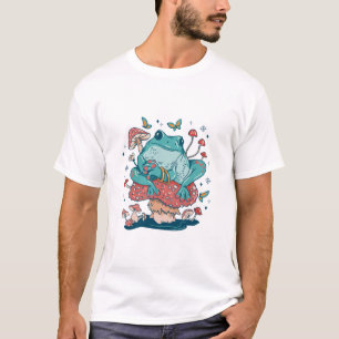 T-shirt Grenouille Cottagecore sur maison champignon
