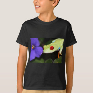 T-shirt grenouille d'arbre observée par rouge