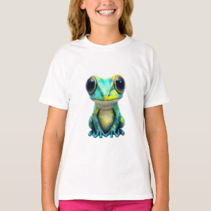 T-shirt Grenouille de galaxie à l'aquarelle jaune et sarce