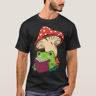 T-shirt Grenouille de lecture champignon mignon esthétique