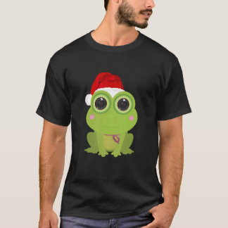 T-shirt Grenouille de Noël mignonne avec chapeau de Père N