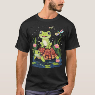 T-shirt Grenouille drôle et libellule tortue