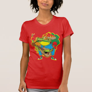 T-shirt Grenouille Drôle Jouer Du Banjo Sur Les Champignon
