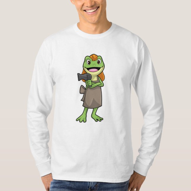 T-shirt Grenouille en coiffeur avec sèche-cheveux (Devant)