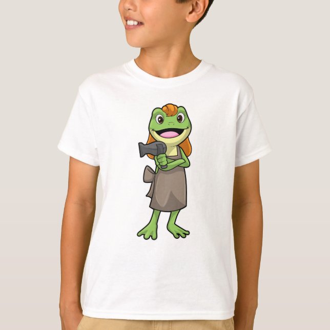 T-shirt Grenouille en coiffeur avec sèche-cheveux (Devant)