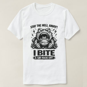 T-shirt Grenouille en colère Reste loin je mords Dessin dr