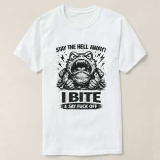 T-shirt Grenouille en colère Reste loin je mords Dessin dr