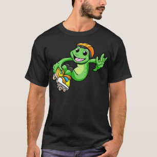 T-shirt Grenouille en patineur en ligne avec patins en lig