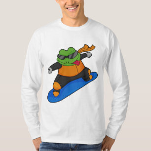T-shirt Grenouille en snowobarder avec snowboard
