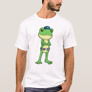 T-shirt Grenouille en tant qu'agent de police avec casquet