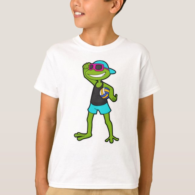 T-shirt Grenouille en tant que joueur de volleyball avec v (Devant)