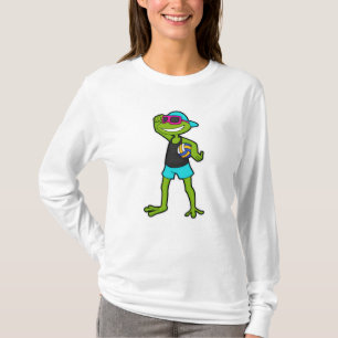 T-shirt Grenouille en tant que joueur de volleyball avec v