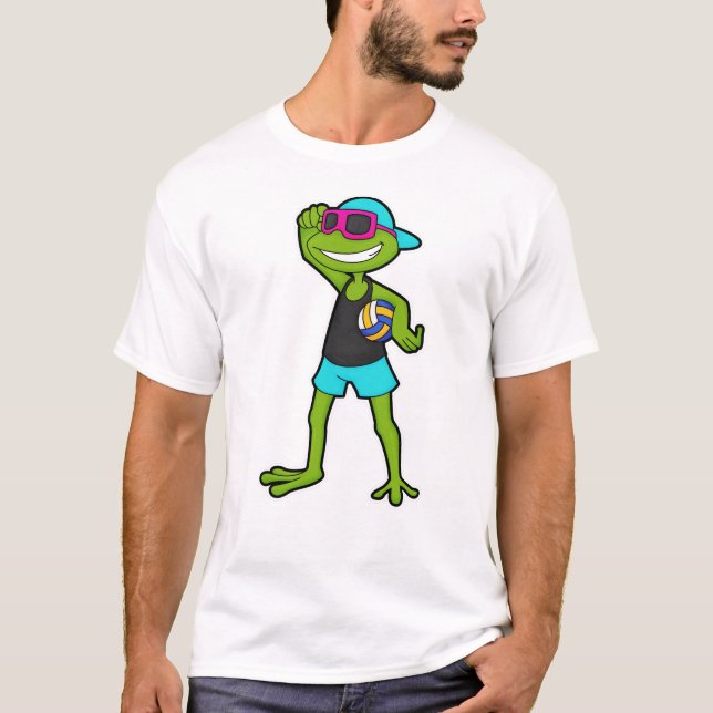 T-shirt Grenouille en tant que joueur de volleyball avec v (Devant)