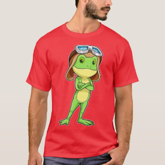T-shirt Grenouille en tant que pilote avec lunettes Casque