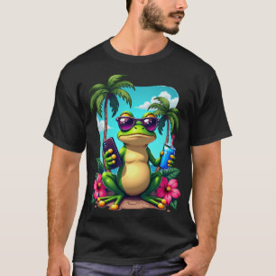 T-shirt Grenouille Grincheuse Y2K Vaporwave Tropical Rétro