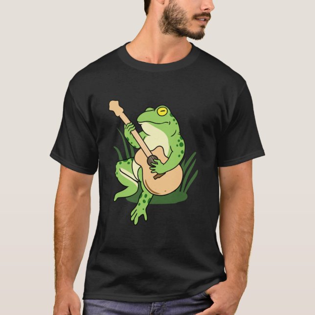 T-shirt Grenouille Jouer Guitare Acoustique Pour Guitare  (Devant)