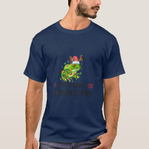 T-shirt Grenouille Lumières de Noël Arbre drôle Santa Hat