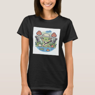 T-shirt Grenouille mignonne en safari jouant du banjo dans