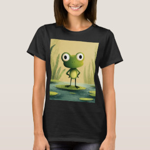 T-shirt Grenouille Mignonne sur une Feuille de Nénuphar –